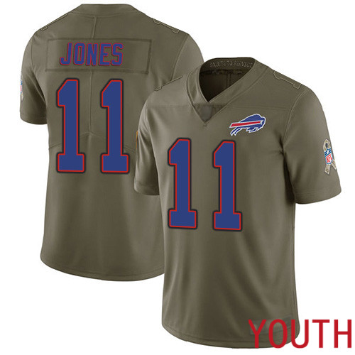 Youth Buffalo Bills #11 Zay Jones Limited Olive 2017 Salute to Service NFL Jersey